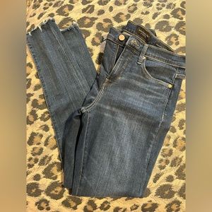 EUC High Rise Legging Denim with Frayed Bottom edges